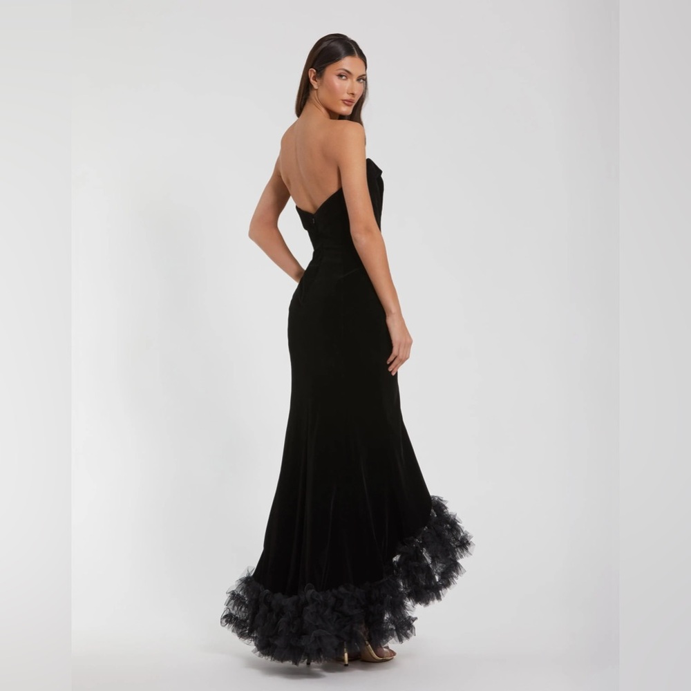 Mac Duggal Black Strapless Gown with Ruffle Detail - Picture 6 of 6